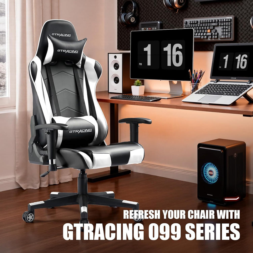 Gaming Chair Racing Office Computer Ergonomic Video Game Chair Backrest and Seat Height Adjustable Swivel Recliner