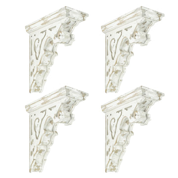 Set of 4 Corbels for Shelves Wood Corbels Decorative,L7.2X W3.1x H7.8 Inches,Shelf Brackets Wooden Vintage Shelf
