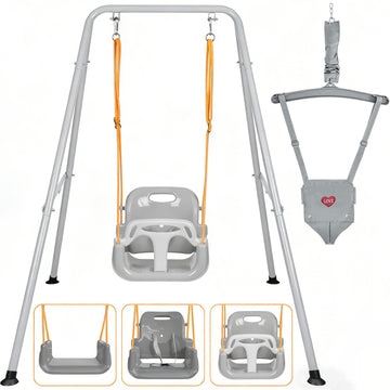 2 in 1 Toddler Swing & Jumper with Frame, Outdoor, Indoor, Baby Swing with Safety Belt for Indoor and Outdoor Use