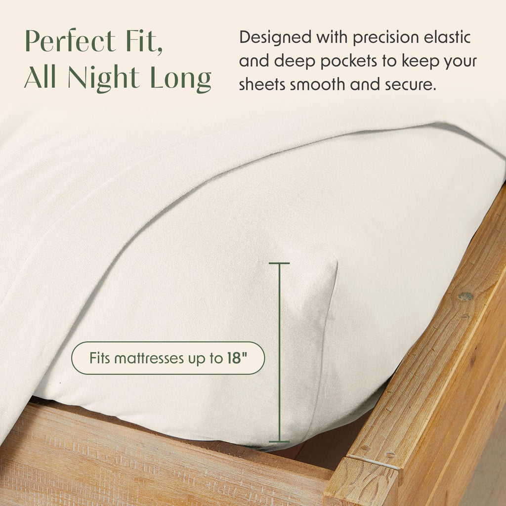 Luxury Portuguese Flannel Sheets | 100% Cotton | King Size | Alpine White