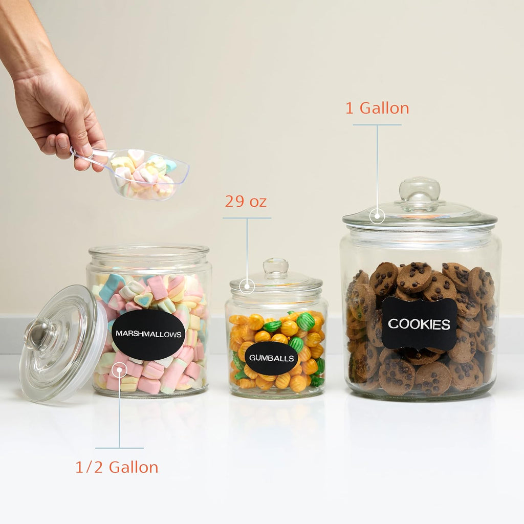 Glass Storage Jars with Lids - 29oz (), Kitchen Canisters for Sugar, Cookies, Cotton Balls, Glass Containers - Set of 2