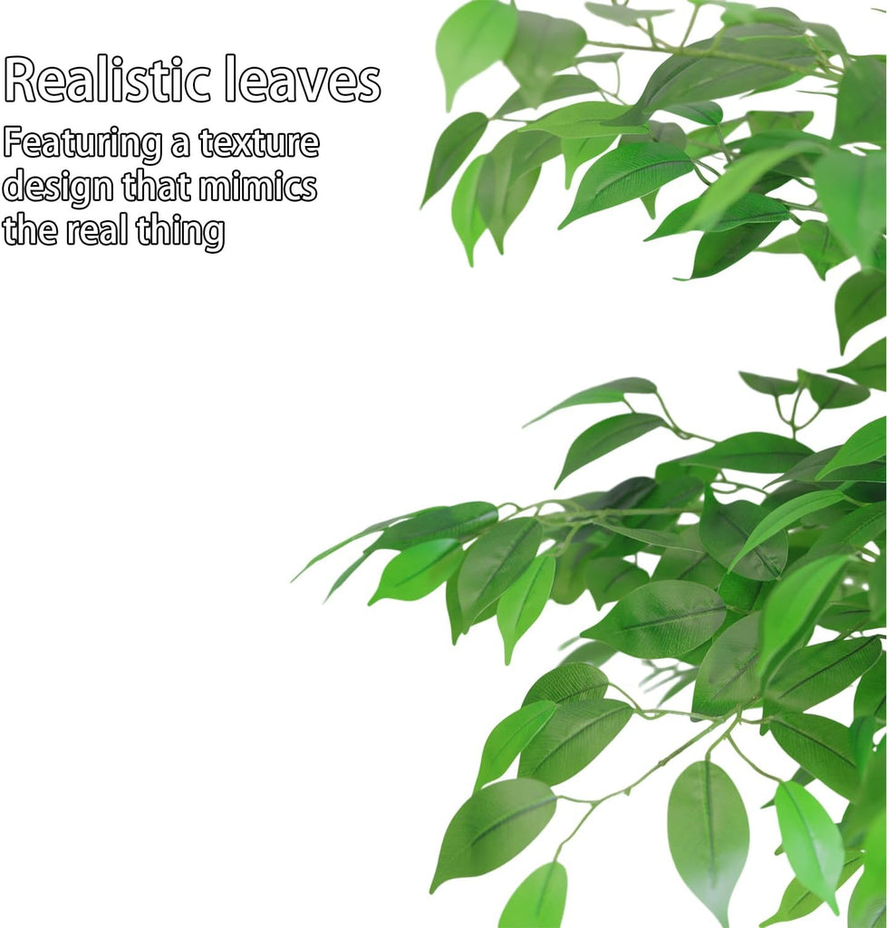 Artificial Ficus Tree 4FT Tall, Artificial Plants Indoor with Black Planter Faux Ficus Tree Realistic Faux Silk Plant