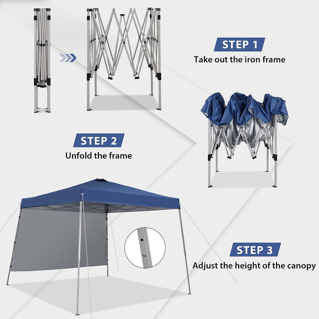 8X10 FT Pop Up Canopy Outdoor Instant Tent Slant Legs with a Sidewall,Equipment Vents