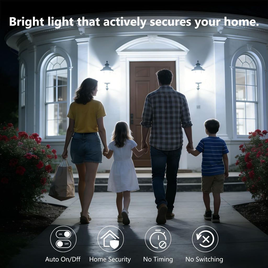 4 Pack A19 Dusk to Dawn Light Bulbs Outdoor, Auto On/Off Photocell Sensor LED Light Bulb for Porch & Security