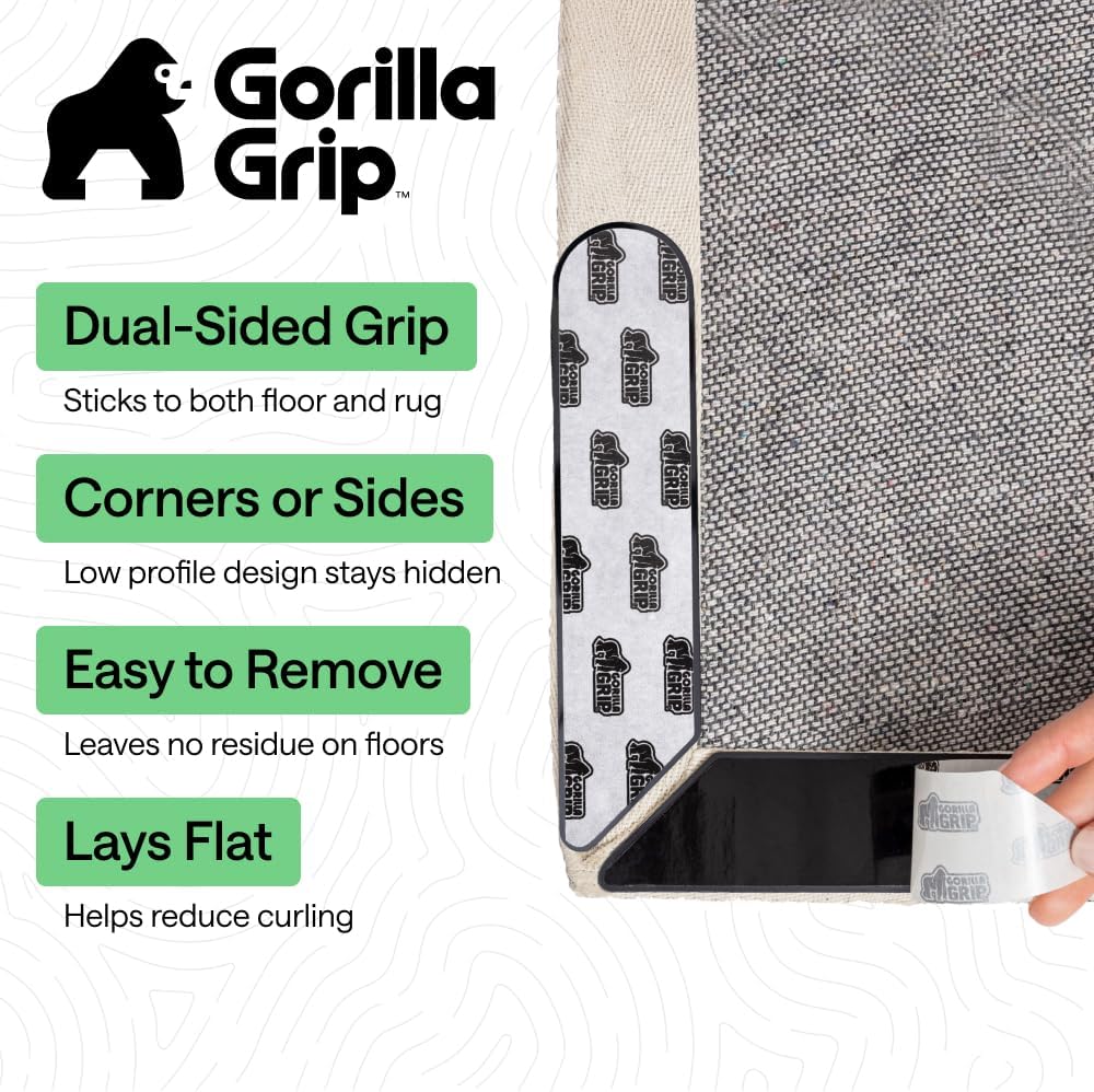 Extra Long Rug Grippers for Hardwood Floor, 8 Pack Black - Set of 8