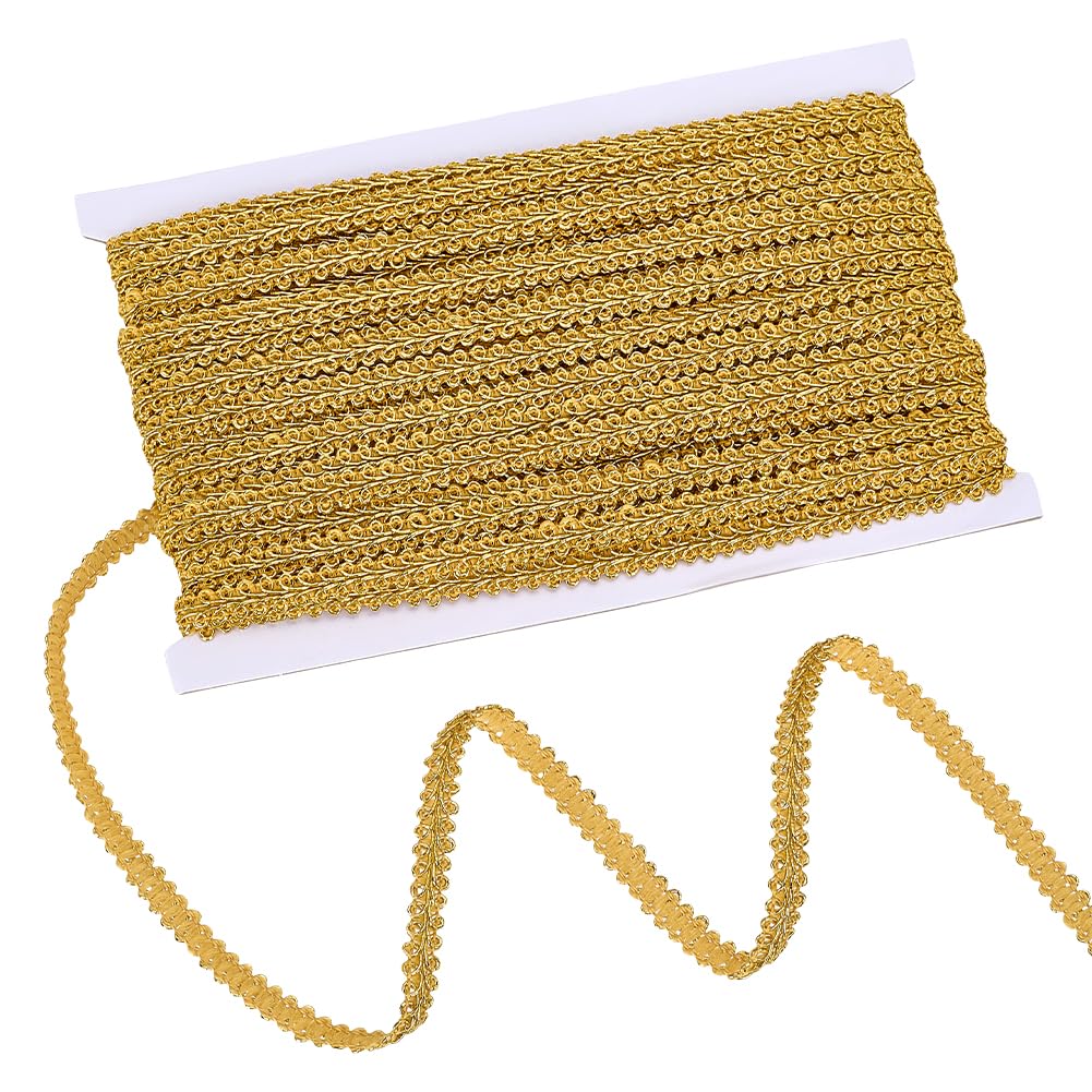 Metallic Gimp Braid Trim 1/4 inch Gold Centipede Braided Trim Decorative Gimp Braid Trims Polyester Scroll - 27.3 Yards