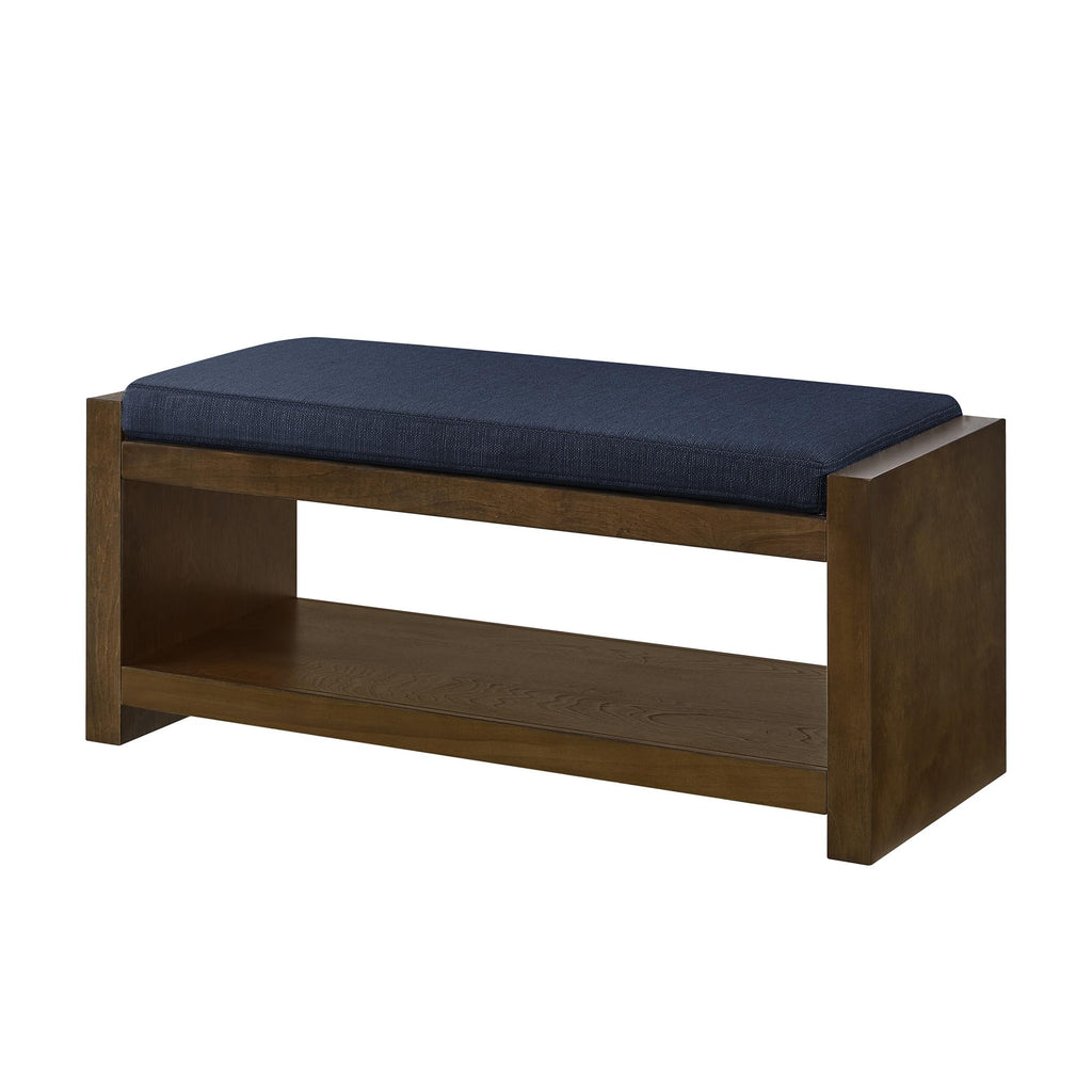Shoe Storage Bench, 2-Tier Farmhouse Entryway Benches with Removable Cushion, Wooden Upholstered End of Bed Seat