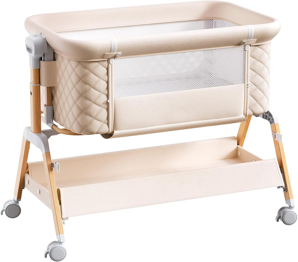 3 in 1 Baby Bassinet Bedside Sleeper,Bedside/Rocking Bassinet for Baby with Waterproof Comfy Mattress and Lockable