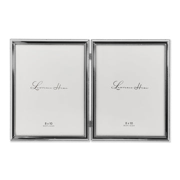 Silver Plated Double Bead Hinged Double Picture Frame, 8 by 10-Inch