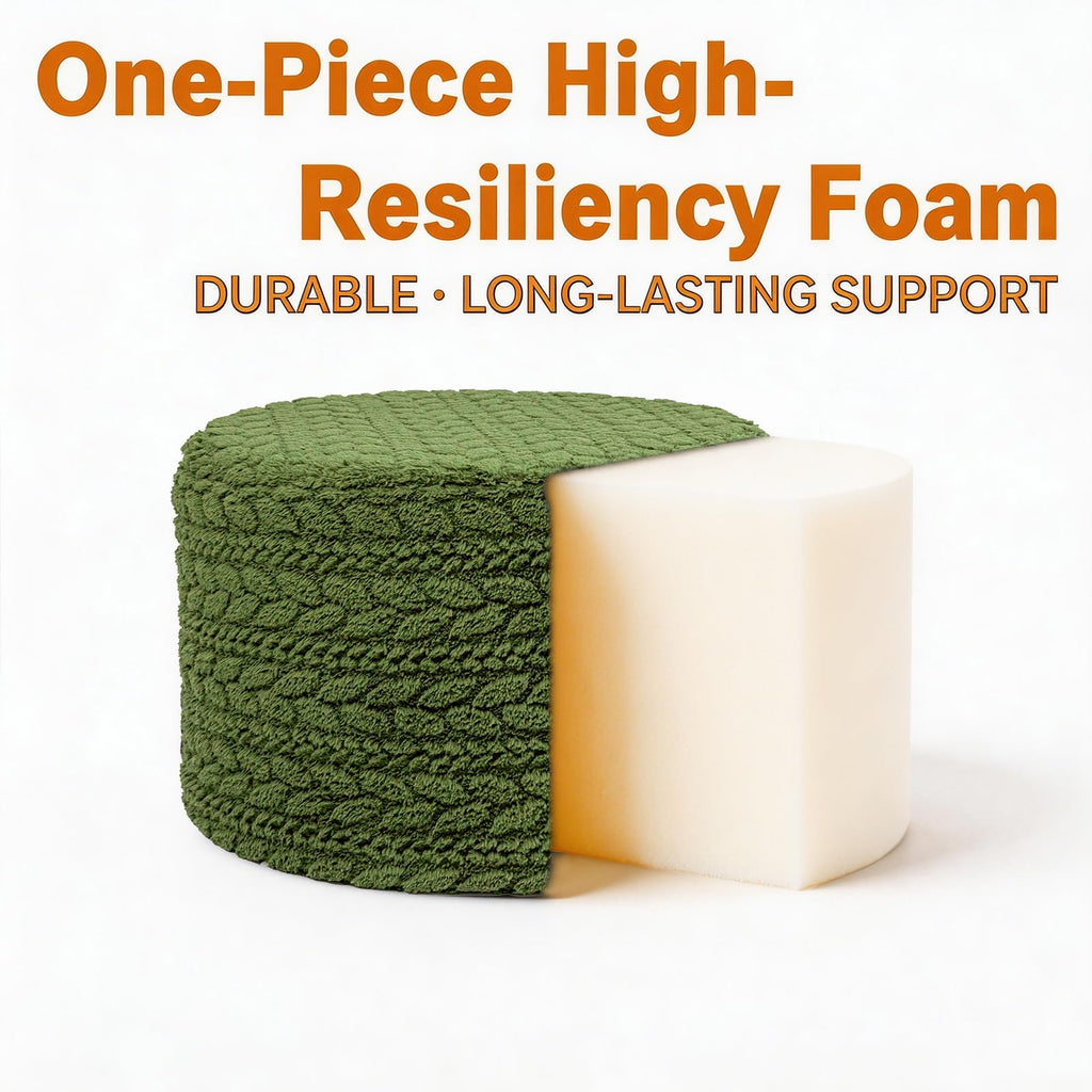 Round Pouf Ottoman Foot Stool 20x14In Ottoman Footrest for Couch Sofa Green