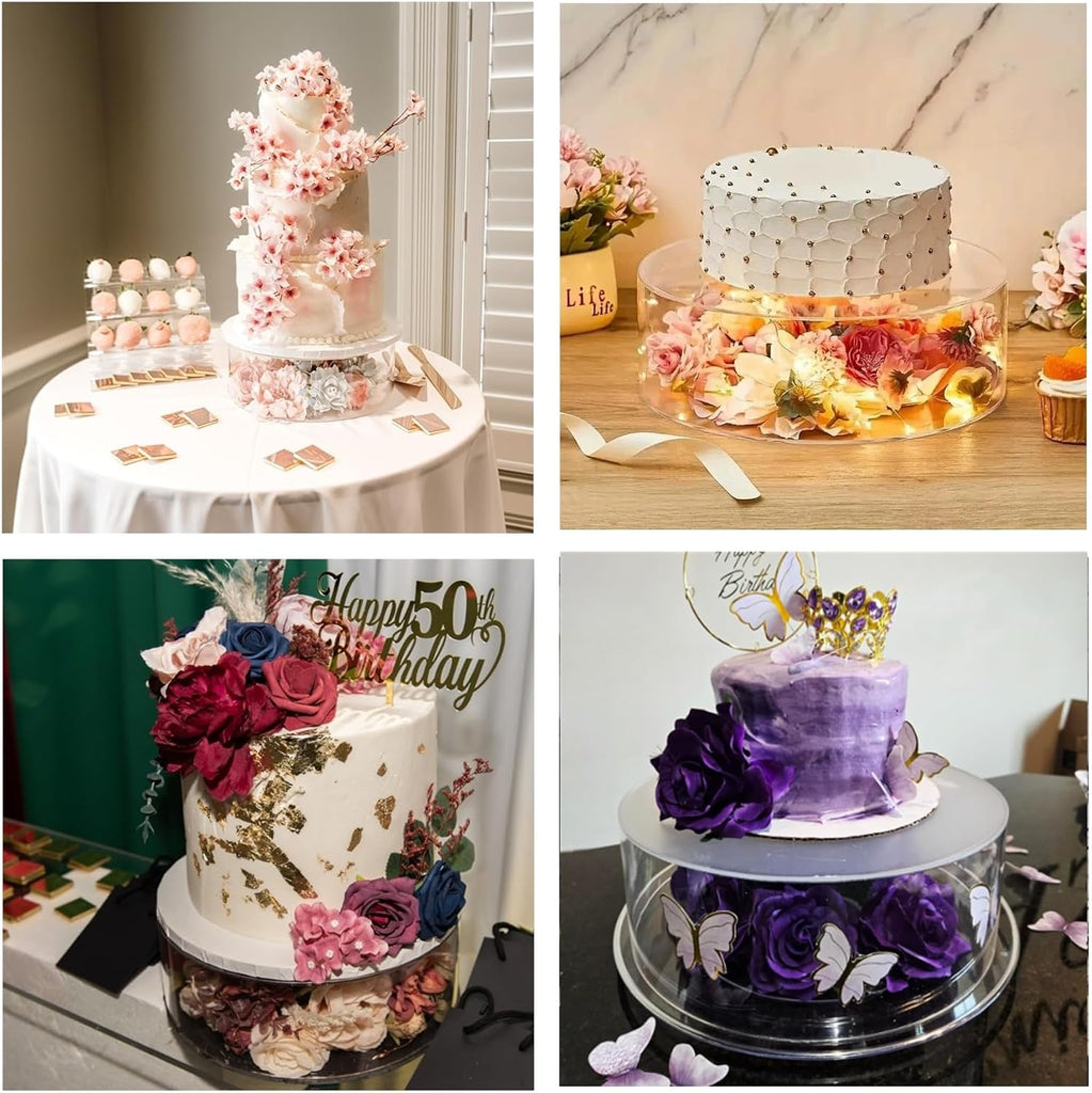 12 Inch Clear Acrylic Cake Stand, Round Cupcake Display Holder with Hollow Bottom, Dessert Stand for Wedding Birthday