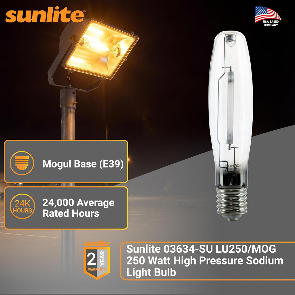 High Pressure Sodium Light Bulb, 400 Watts, ED18/MOG, Mogul Base (E39), ANSI Code S51, 48,000 Lumen, 20,000