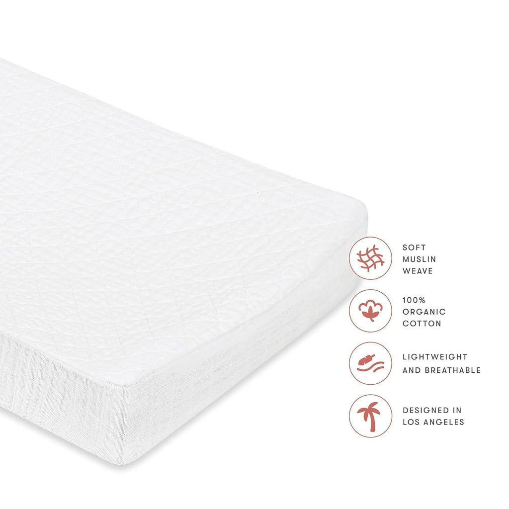 100% Quilted Organic Cotton Changing Pad Cover in Plain White