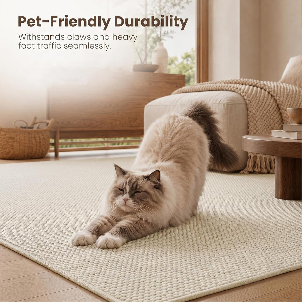 Washable Easy Jute Rug 8x10, Non Slip, Indoor Outdoor Natural Color Fiber Large Area Rugs , Boho Woven Design
