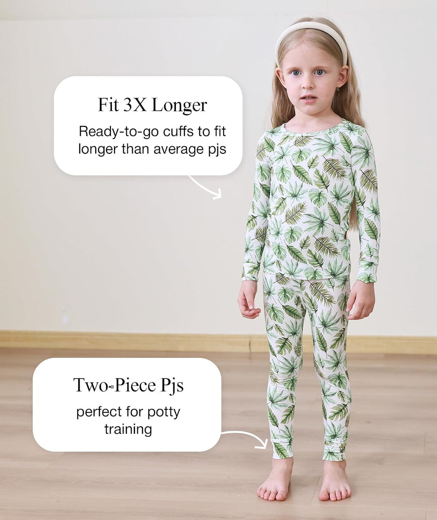 Bamboo Viscose Toddler Girls Snug Fit Pajamas 2 Piece Pjs
