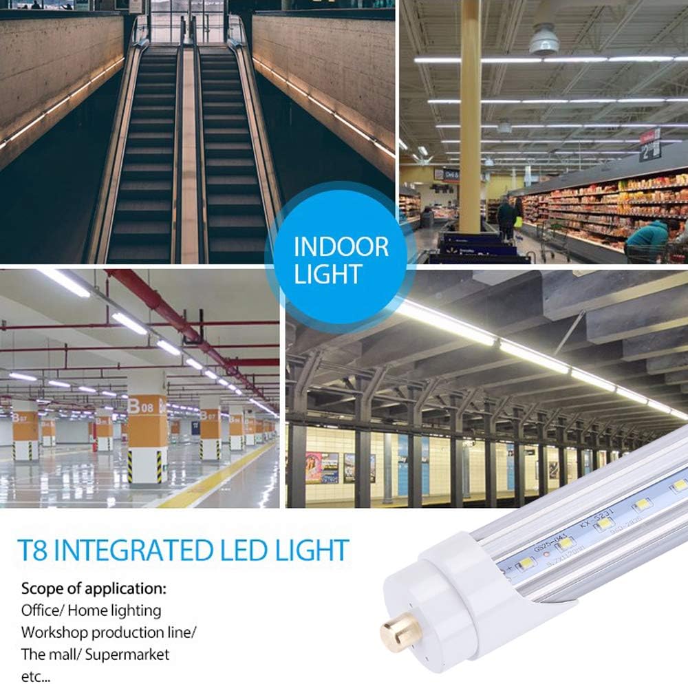 T8 8FT LED Light Tube 45W (Ballast Removal) Clear Cover, Single Pin FA8 Base, Replace 100W Fluorescent Lamp Shop