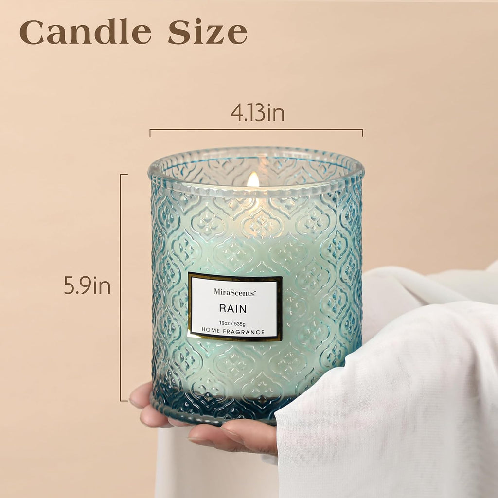 Rain Summer Scented Candles, 19oz Aromatherapy Candles Gifts for Women, Blue Luxury Large Decorative Candles - Set of 19