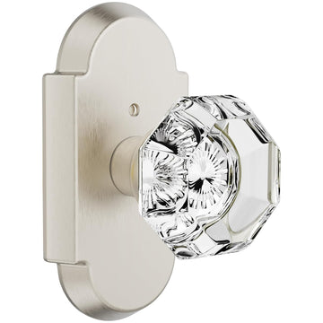 Satin Nickel Glass Interior Door Knob, Privacy Door Knobs for Bed/Bath