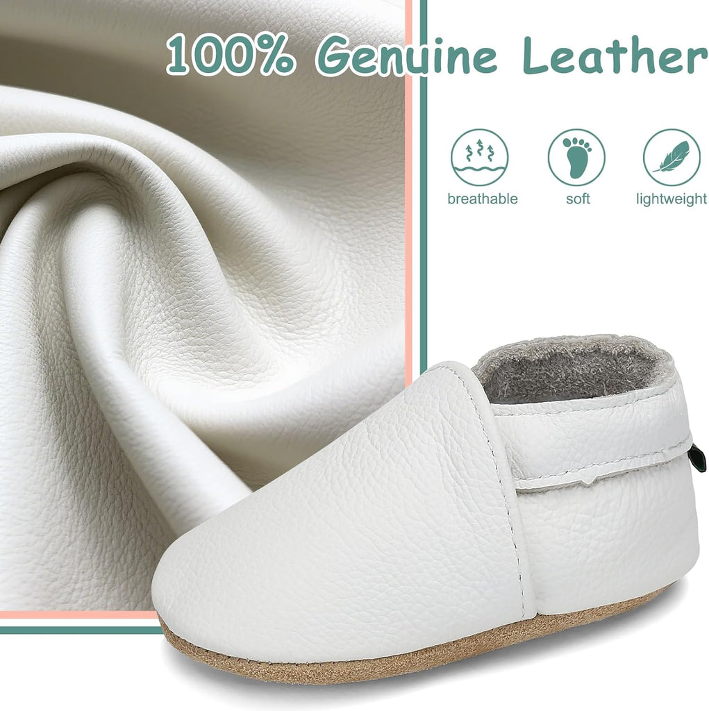 Genuine Leather Baby Booties Soft Sole Toddler Walking Shoes Flexible&Breathable Baby Slippers for First Walkers Boys