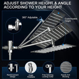 Shower Head, Rain Shower Head with Handheld Spray Combo, 10 Inch Adjustable High Pressure Rainfall Shower Head