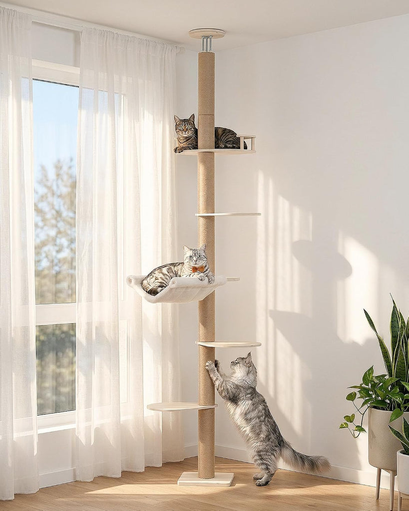 Floor to Ceiling Cat Tree for Large Cats, 76-108" Height Adjustable