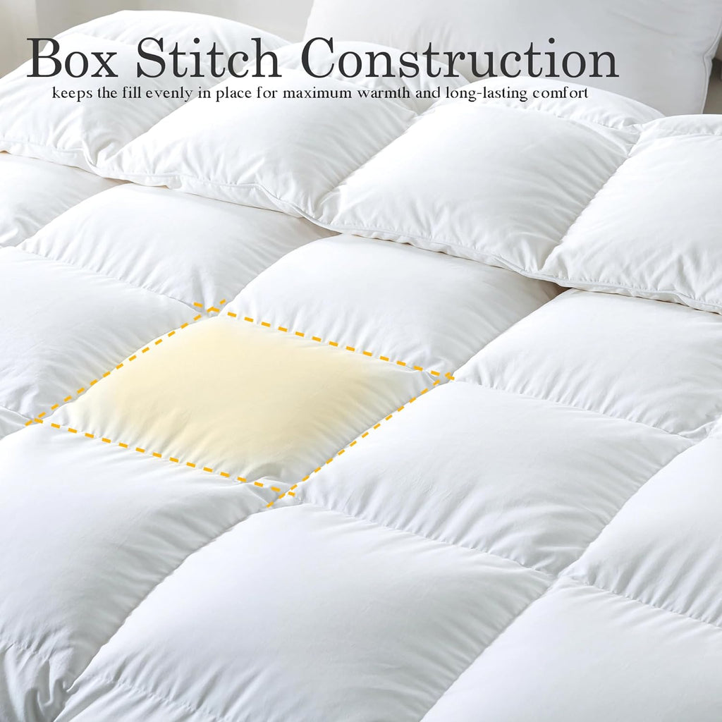 Feather Comforter Oversized King, Filled with Feather and Downfiber, White Duvet Insert