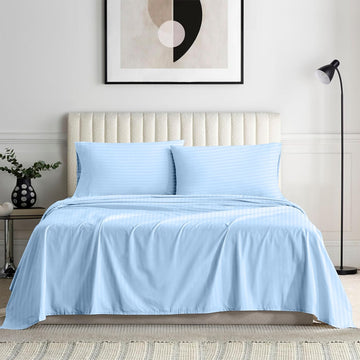 100% Organic Cotton Olympic Queen Size Sheets Set, Soft & Comfy All Season Breathable Sheets, Percale Weave Fits