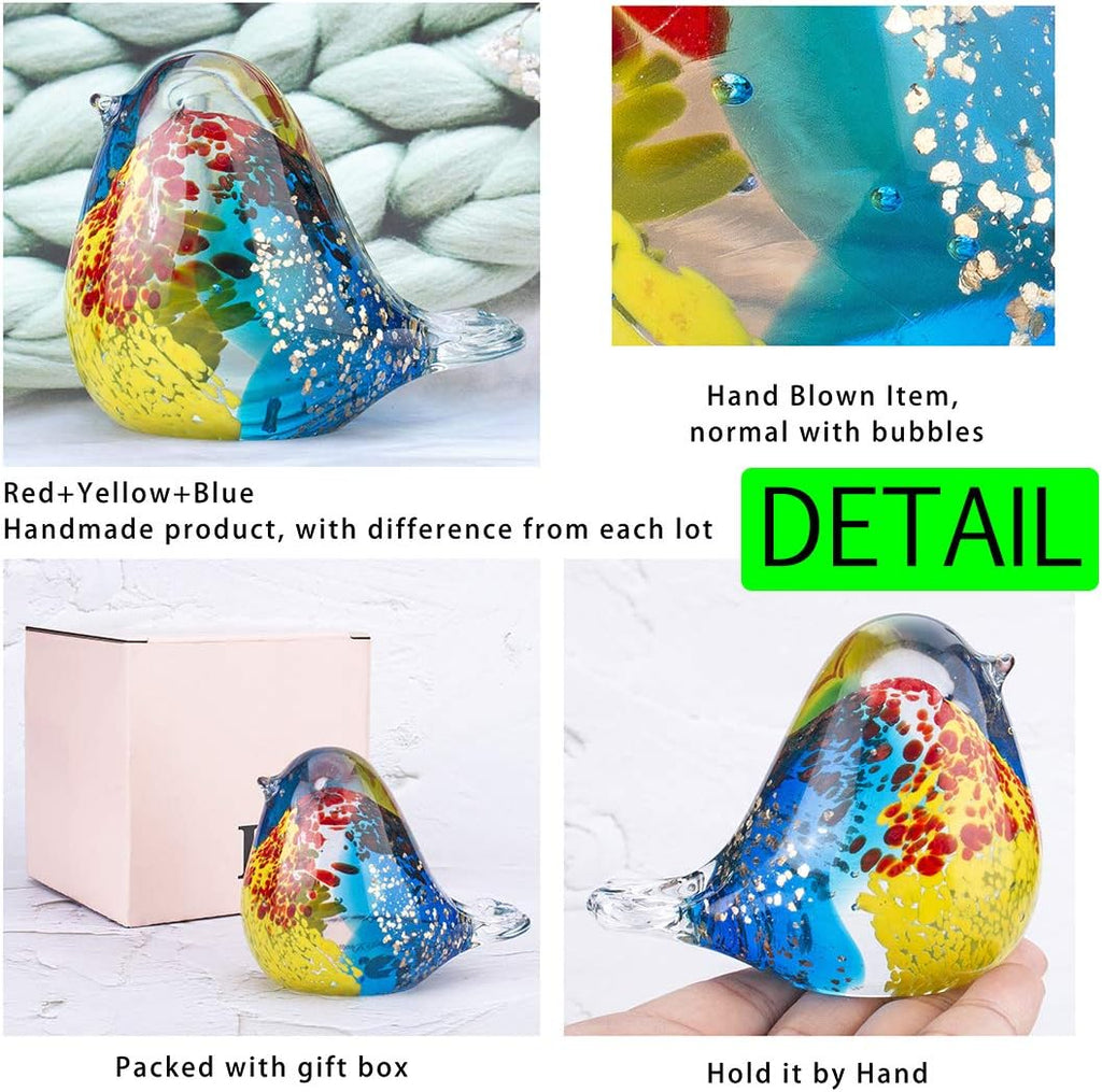 3.5" Blown Glass Bird Figurine Art Glass Bird Crystal Paperweight