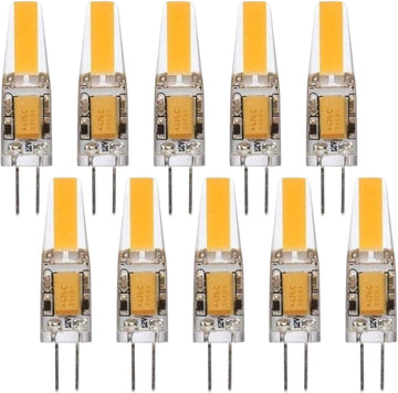 G4 LED Bulb 12V Bi-Pin Base 1.5W LED COB Light Bulbs (10 Pack) 10W Halogen Replacement Warm White 3000K T3 G4 Base No