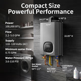 Natural Gas Tankless Water Heater, Indoor Max 4.3 GPM, 100, 000 BTU Instant Hot Water Heater