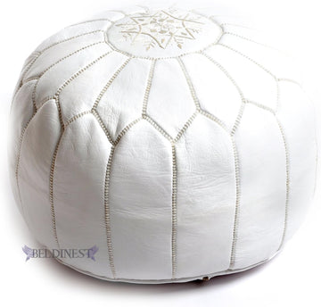 White Pouf Ottoman Round Footrest Decor