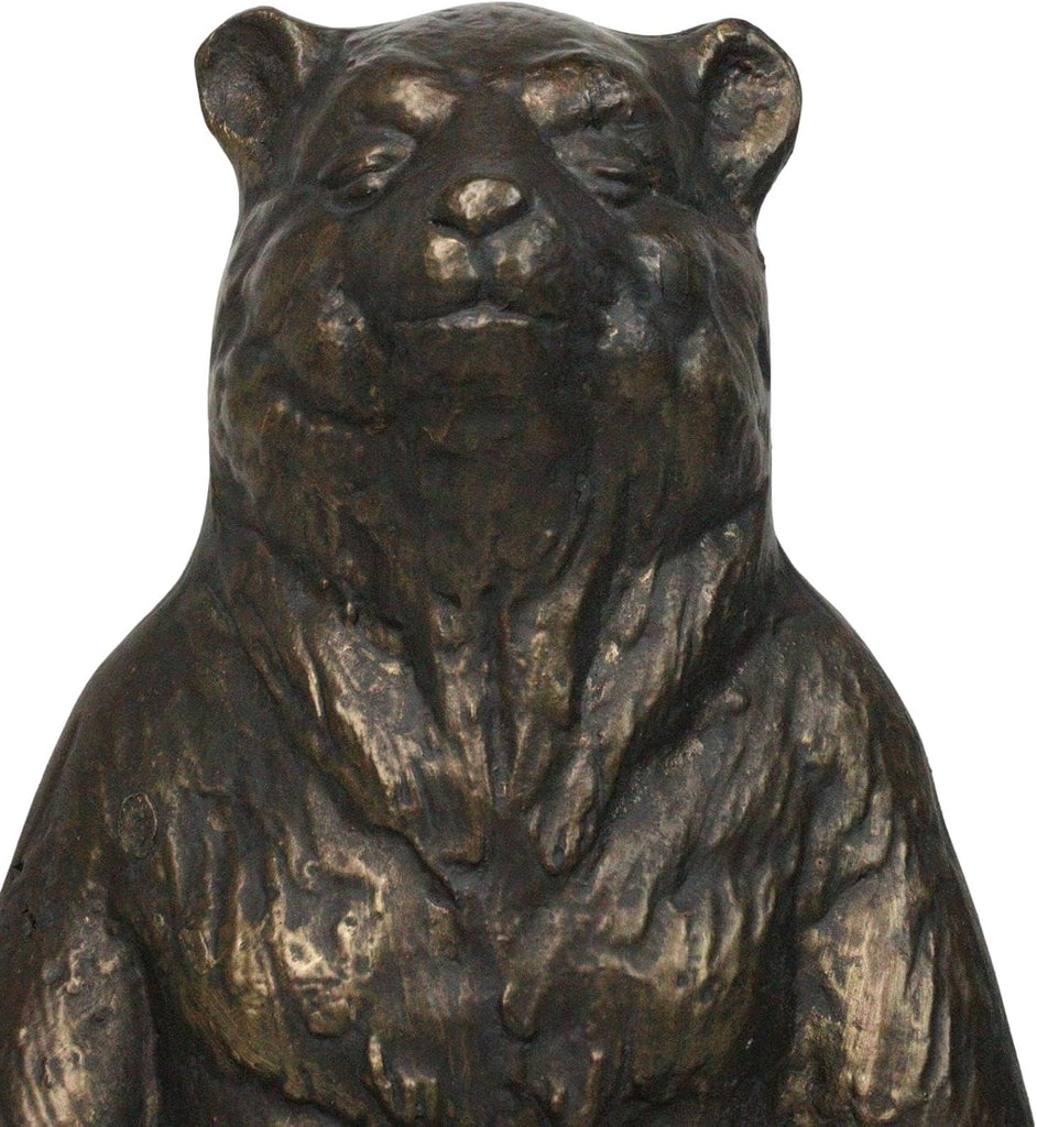 Aluminum Metal Whimsical Meditating Yoga Bear Garden Statue Rustic Wildlife Western Cabin Lodge Zen Bears Decor