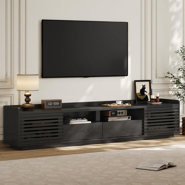 78.7" TV Stand for TV Up to 85", Mid-Century Modern TV Console Black