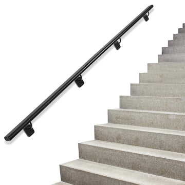 Industrial Stair Handrail Wall-Mounted Hand Rails for Indoor Stairs Black Pipe Stair Railing Indoor Metal Hand Rail