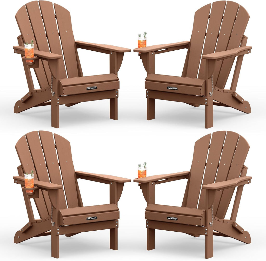 Folding Adirondack Chairs 4 Pack, Patio Chairs, Lawn Chairs, Outdoor Chairs, Adirondack Chair Plastic, Fire Pit