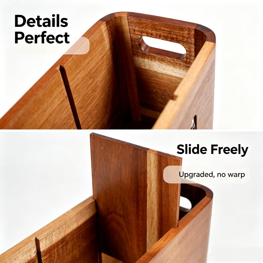 Wooden Kitchen Utensil Holder Organizer for Counter or Countertop, Large Wooden Utensil Holder for Storage Cooking