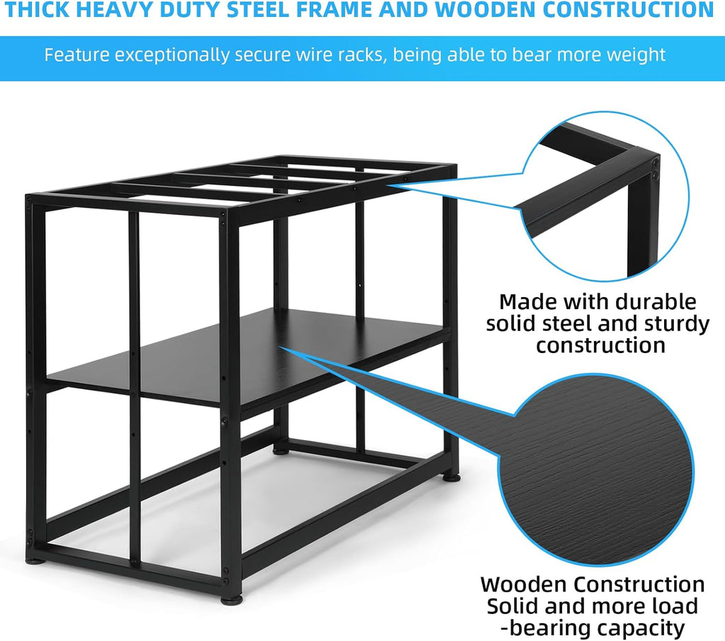 55-75 Gallon Fish Tank Stand, Metal Aquarium Stand, Black