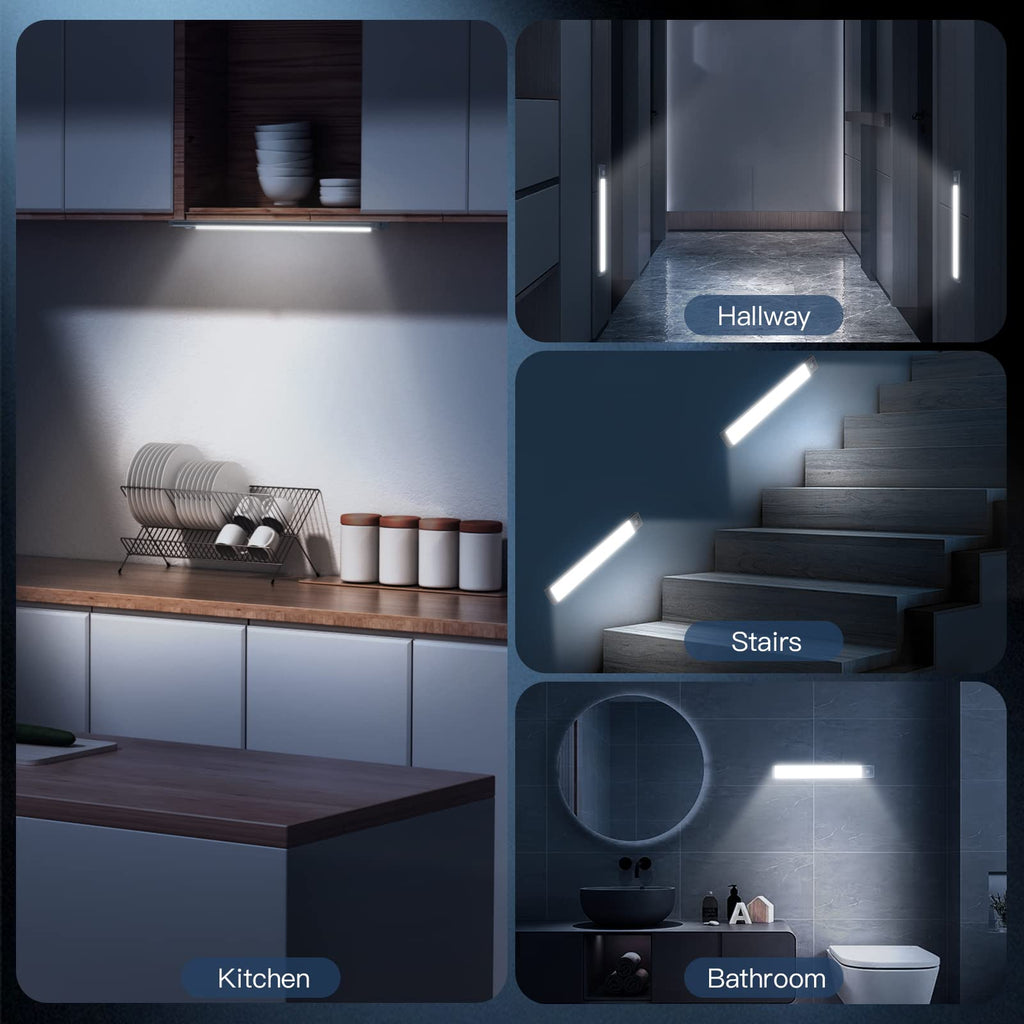 Under Cabinet Lighting, 14.7" Rechargeable Motion Sensor Light Indoor, 2 Pack Magnetic Dimmable Closet Lights
