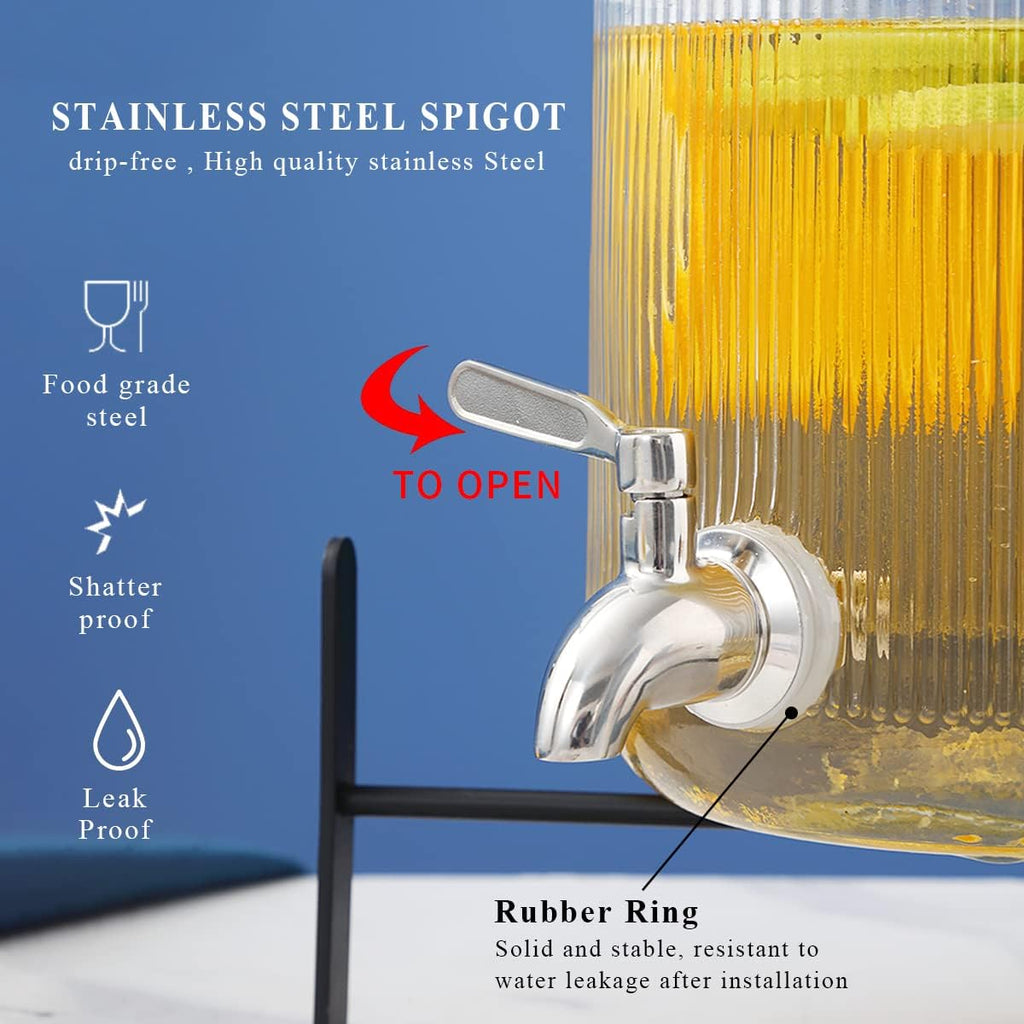 Glass Drink Dispenser for Fridge, 1 Gallon Beverage Dispenser with Leakproof Stainless Steel Spigot, Water, Laundry