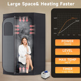 Sauna Box for Detoxification and Relaxation, Indoor Portable Sauna Tent with 3L Steamer and Folding Chair, 9 Levels