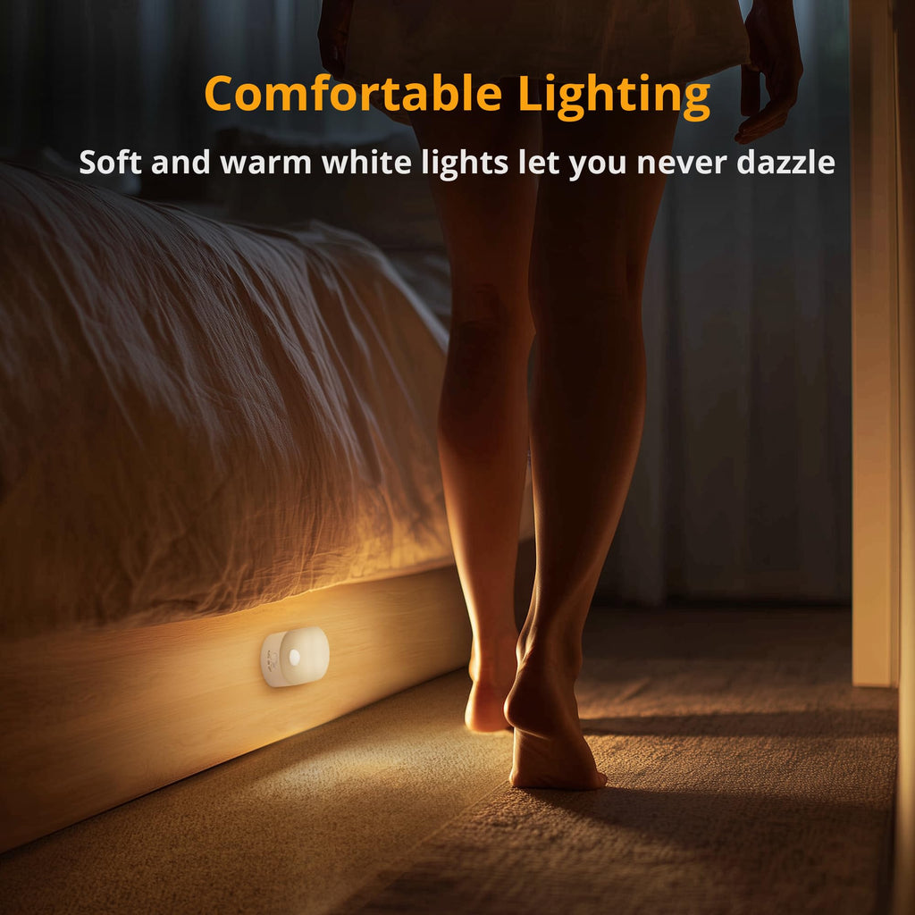 Rechargeable Battery Night Light with Motion Sensor, Portable Mini Warm White LED Stick-on Closet Light, Adjustable