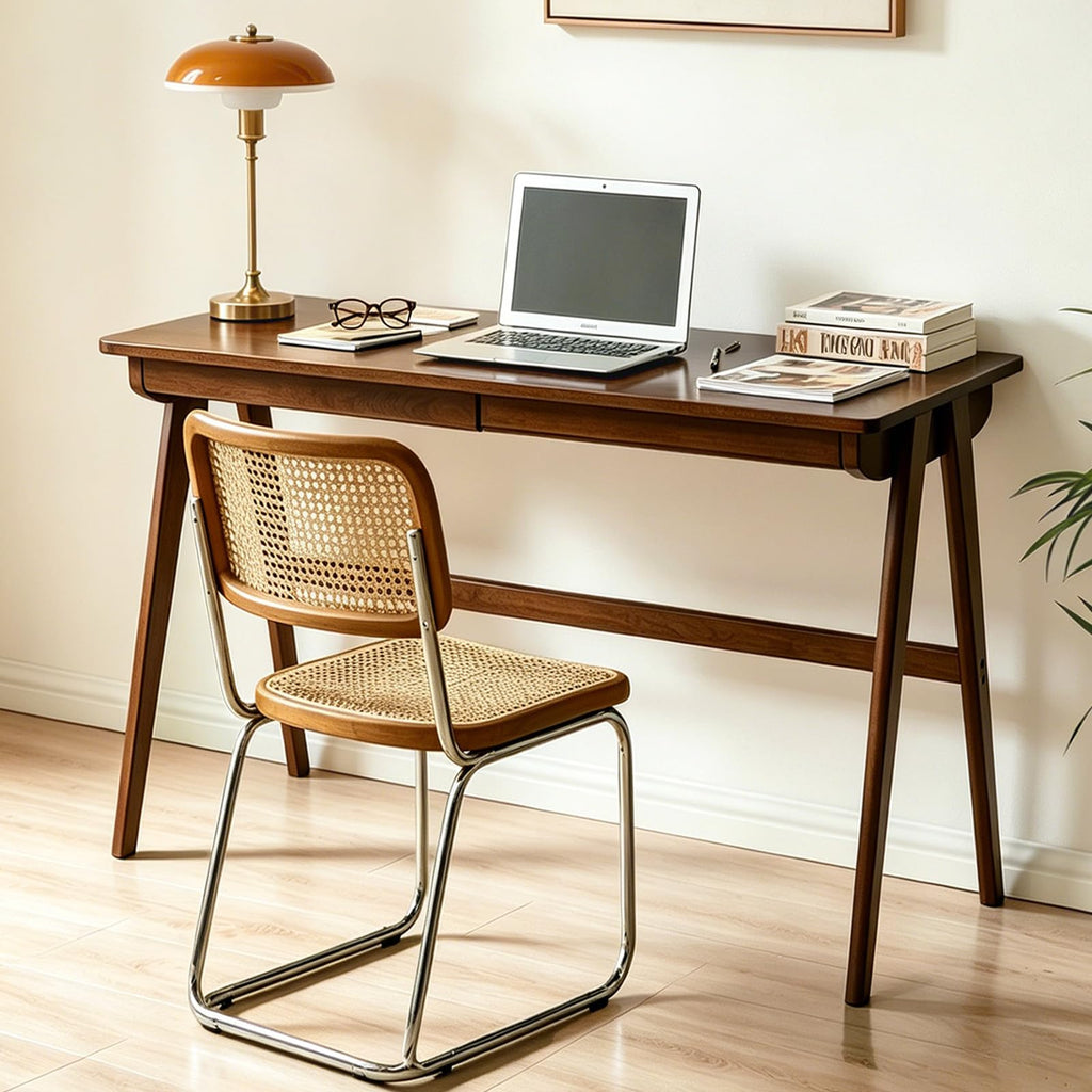 Solid Wood Writing Desk, Small Computer Desk with Drawers