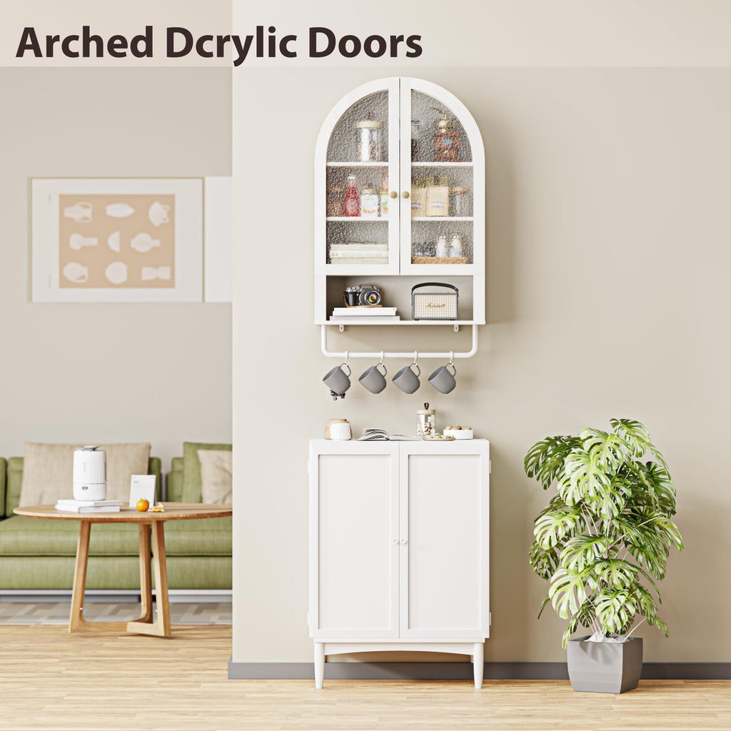 Bathroom Wall Cabinet, Modern Medicine Cabinet with with Adjustable Wood Shelf, Large Storage Cabinet, Antique White