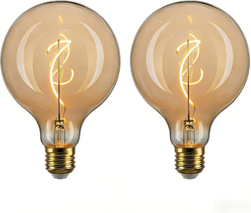 Oversized LED Edison Bulb, Amber 4W 2200K Dimmable E26 Globe 2PK