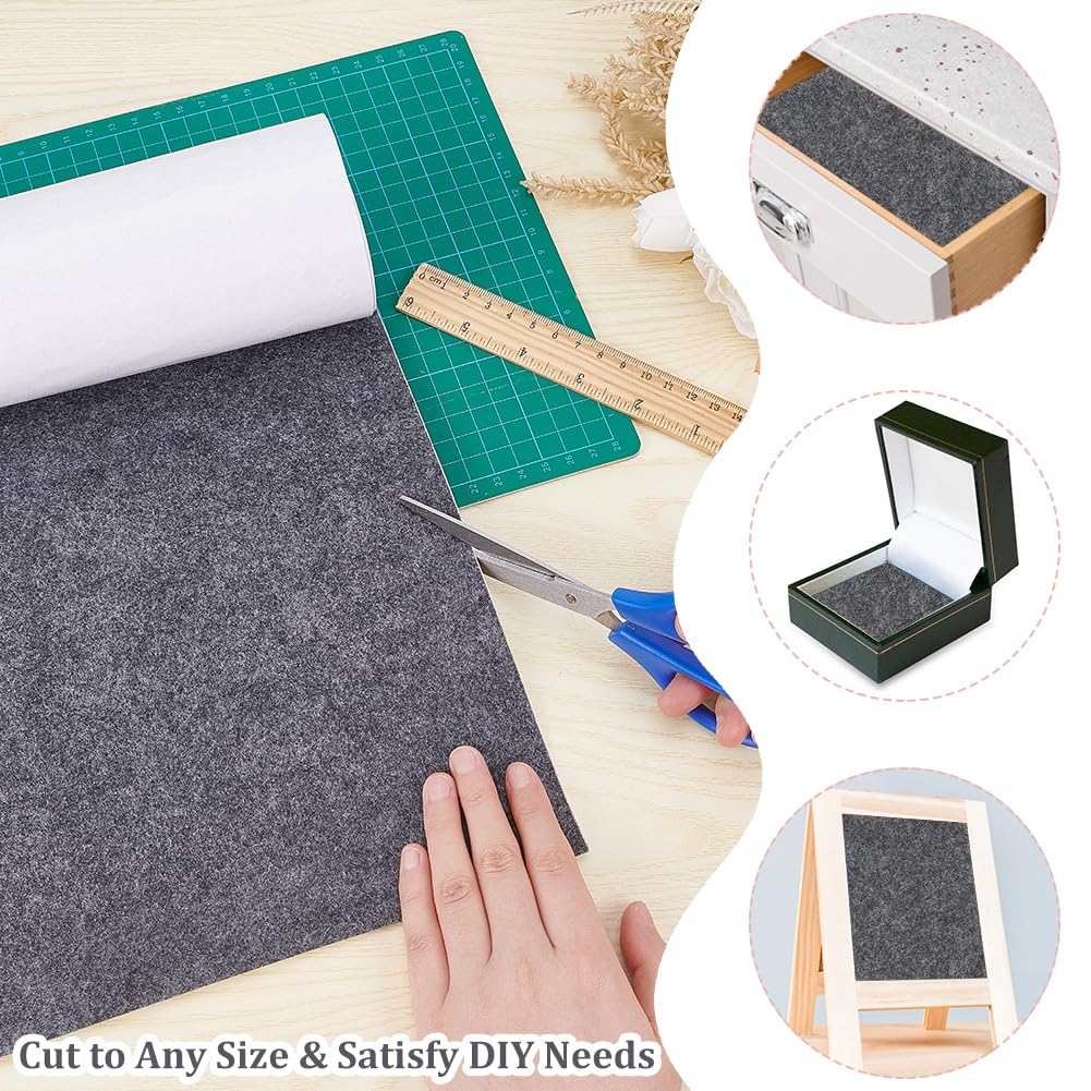 15.7x78.7inch Gray Self-Adhesive Felt Fabric Shelf Liner for Festival Decorations DIY Picture Framing and Jewelry Box