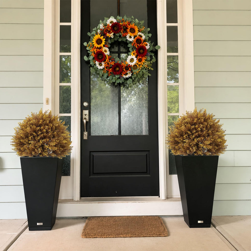 24" Artificial Fall Outdoor Plants, Faux Cypress Bushes & Shrubs, Set of 2