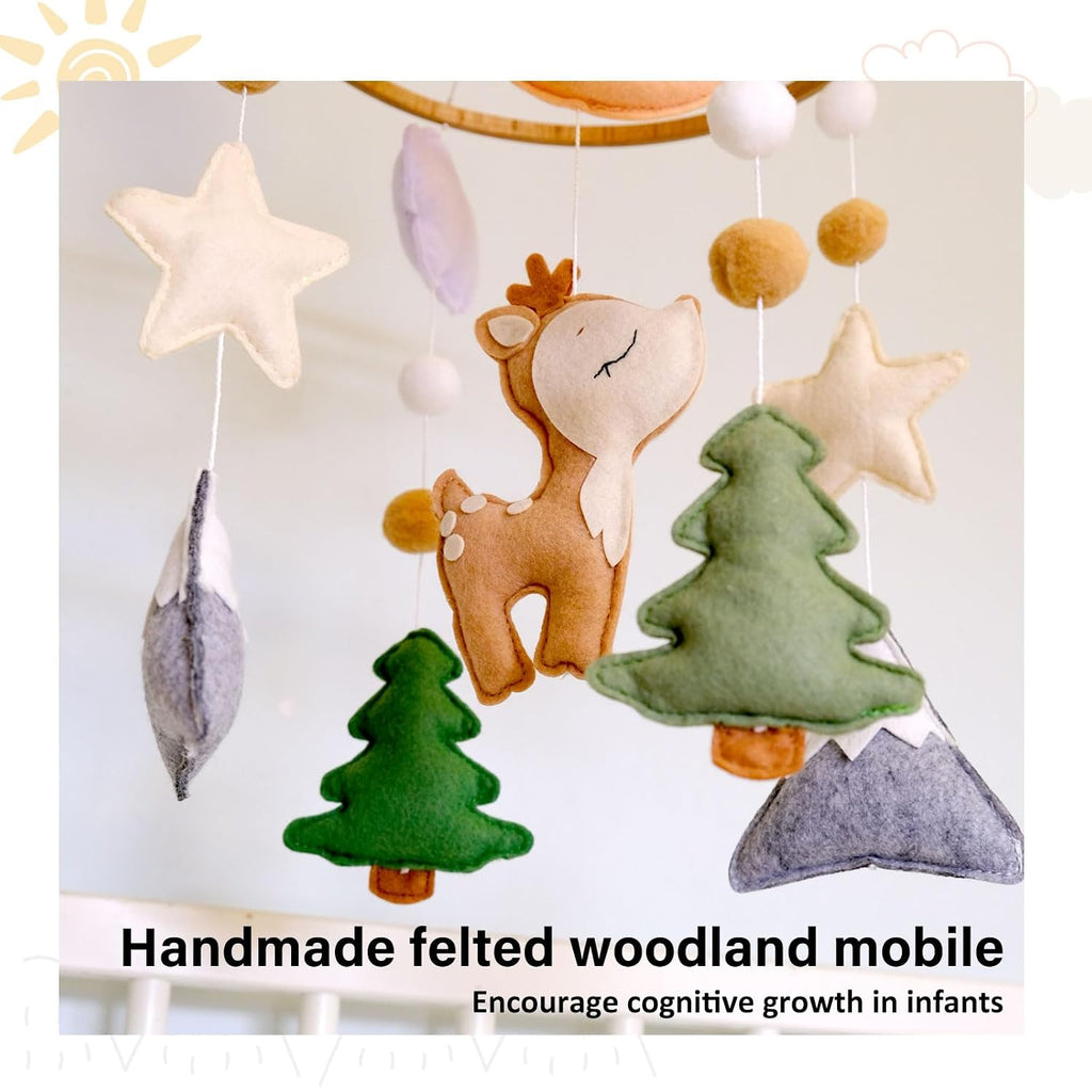 Woodland Baby Crib Mobile, Deer Baby Mobile for Crib Boys & Girls, Fawn Nursery Mobile, Forest Theme Baby Nursery