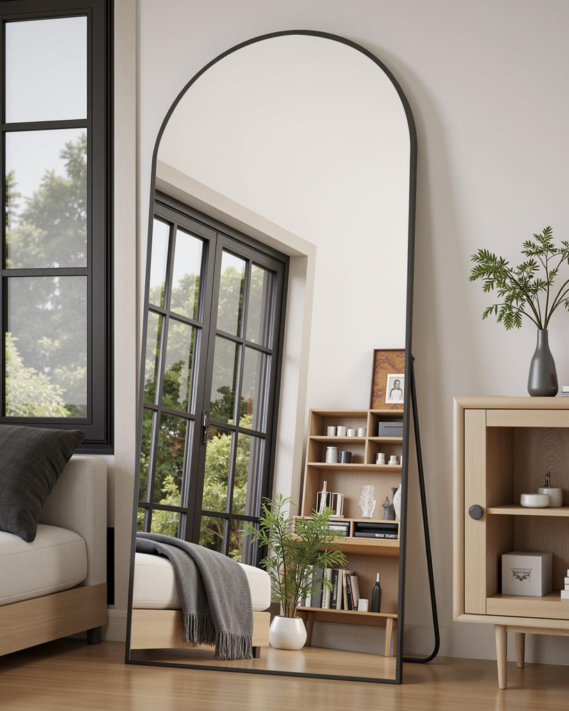 71" x32" Arched Full Length Floor Mirror, Black Full Body Mirror