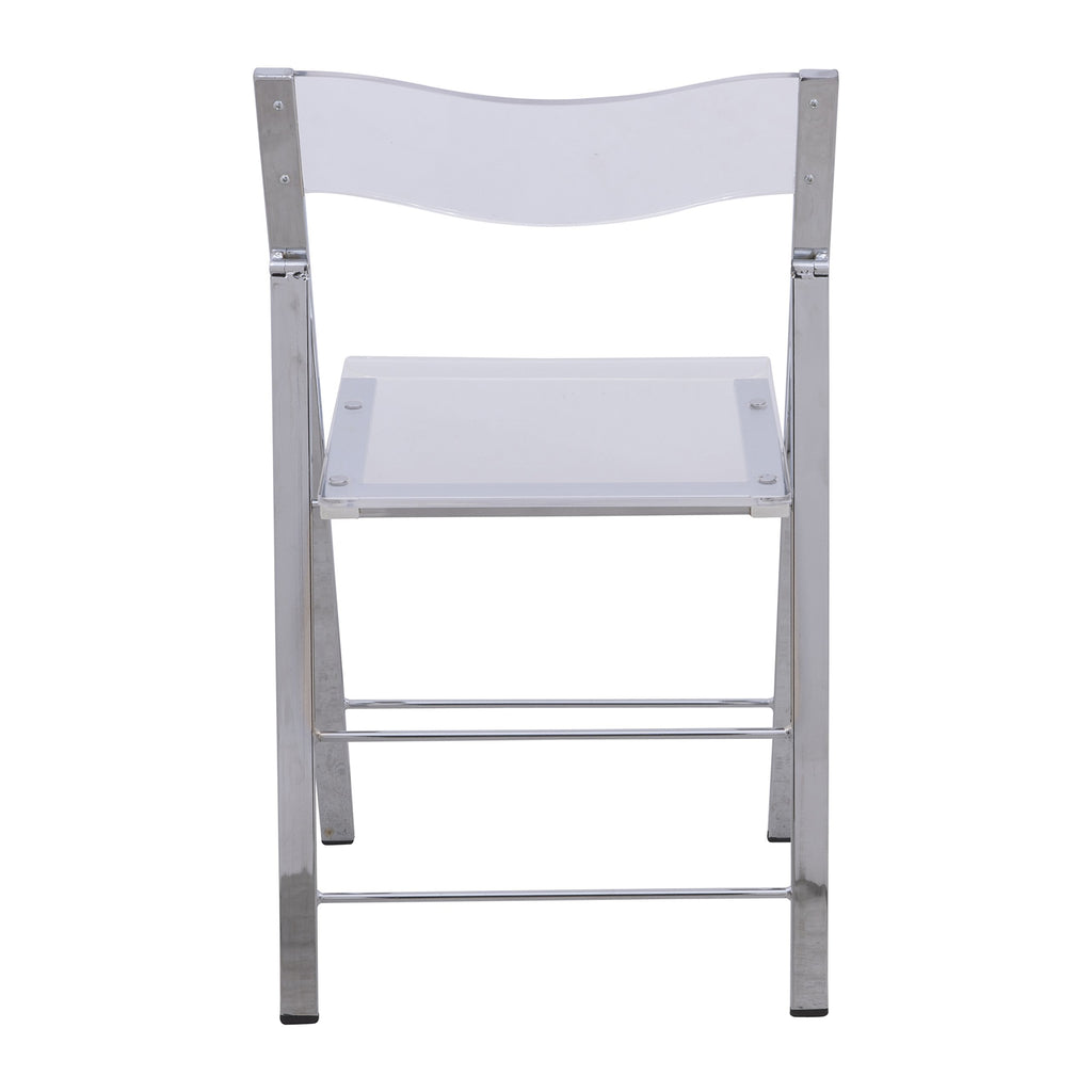 Transparent Acrylic Folding Chair, Lightweight Iron Chrome Base, Comfortable Clear Desk Chair, No Assembly Needed