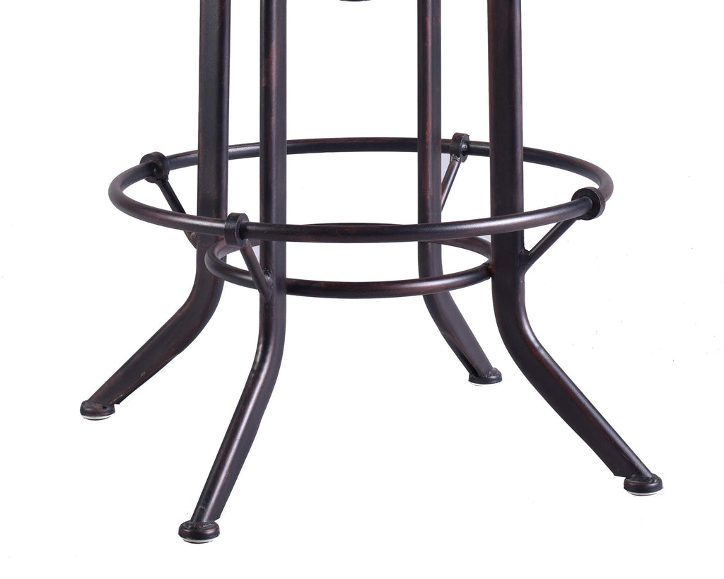 Set of 2 Industrial Bar Stool-Adjustable Swivel Vintage Pu Leather Bar Stool-Rustic Bar Stool with Cushion-Cast Iron